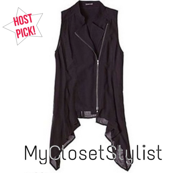 Eileen Fisher $300 Black Silk Asymmetrical Top! XS STUNNING GIFT - Picture 2 of 5